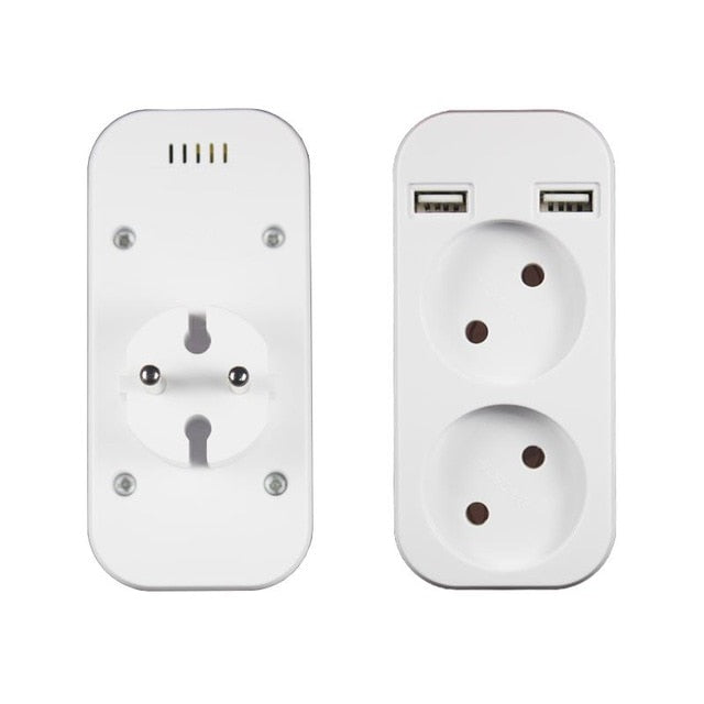 European style dual socket with dual USB 5V 2A output, plug adapter, free shipping
