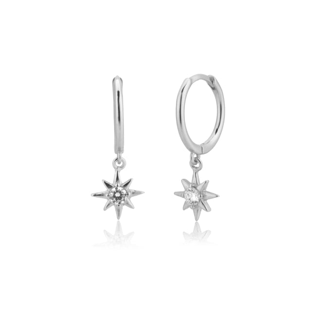 ANDYWEN 925 Sterling Silver Multi Dangle Hoops Crystal Thin Huggies With Charms Loops Circle Clips Earrings Jewelry For Womens