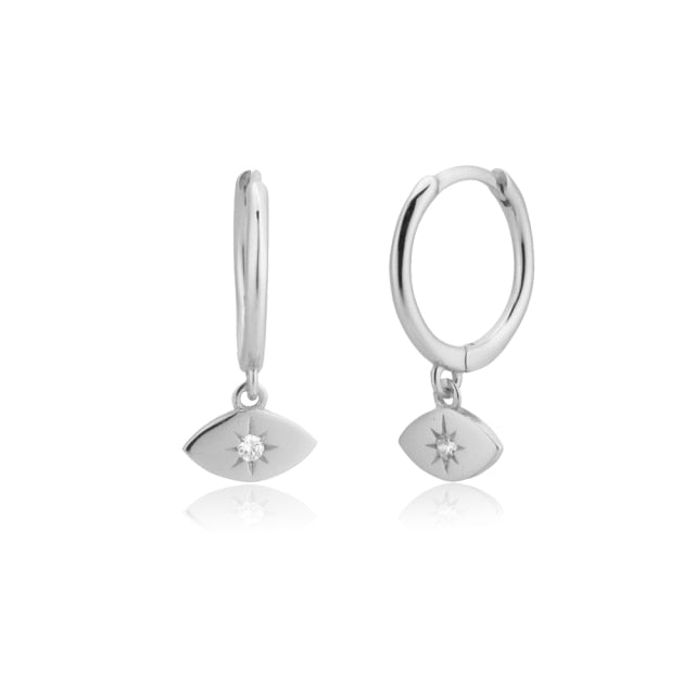 ANDYWEN 925 Sterling Silver Multi Dangle Hoops Crystal Thin Huggies With Charms Loops Circle Clips Earrings Jewelry For Womens