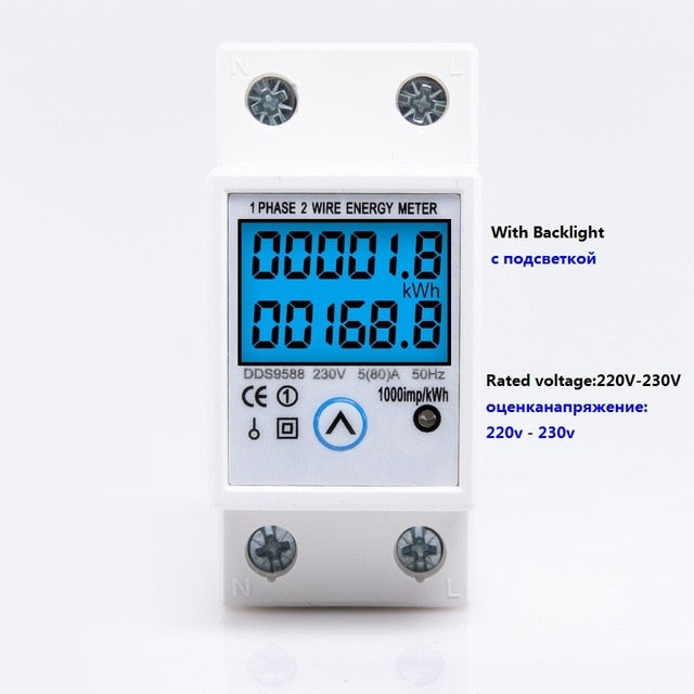 Din Rail Single Phase Energy Meter Reset Zero kWh Voltage Current Power Consumption Counter Electric Digital Wattmeter 230V AC