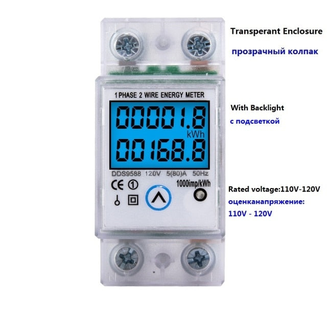 Din Rail Single Phase Energy Meter Reset Zero kWh Voltage Current Power Consumption Counter Electric Digital Wattmeter 230V AC