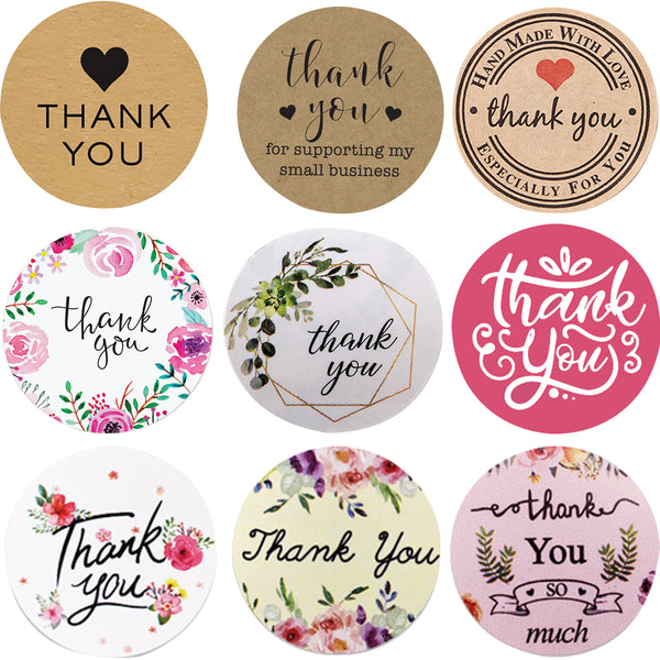 2.5cm 500pcs Stickers Roll Gift Scrapbooking Sealing Stickers Thank You Letter Design Birthday Wedding Present Decoration Labels