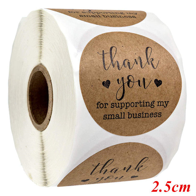 2.5cm 500pcs Stickers Roll Gift Scrapbooking Sealing Stickers Thank You Letter Design Birthday Wedding Present Decoration Labels