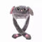 Rabbit Hat Moving Ears Cute Cartoon Toy Hat  Kawaii Funny Hat Birthday Gift Bunny Plush Cap Winter Hat For Kids Adult Girlfriend