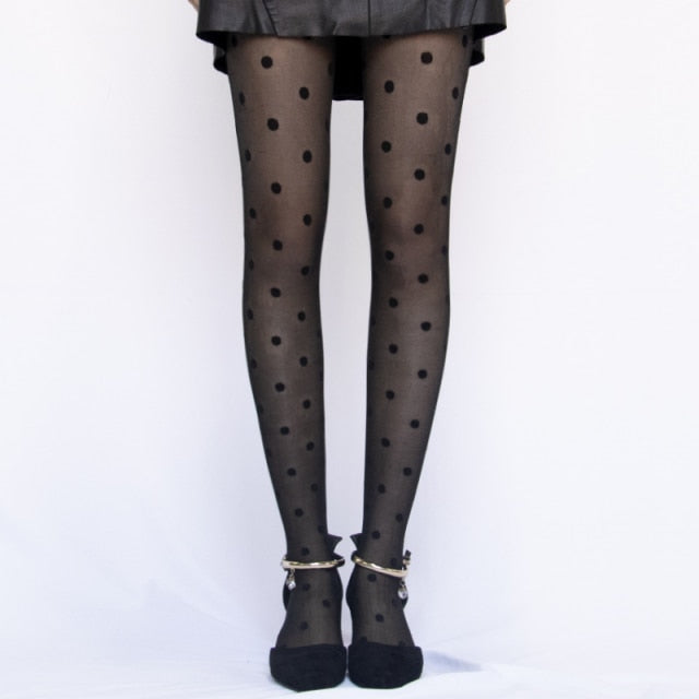 1PC Sexy Women Pantyhose Tights Summer Nylon Polka Dot Print Stocking Seamless Fishnet Mesh Female Hosiery Hot Sale Fits 40-55kg