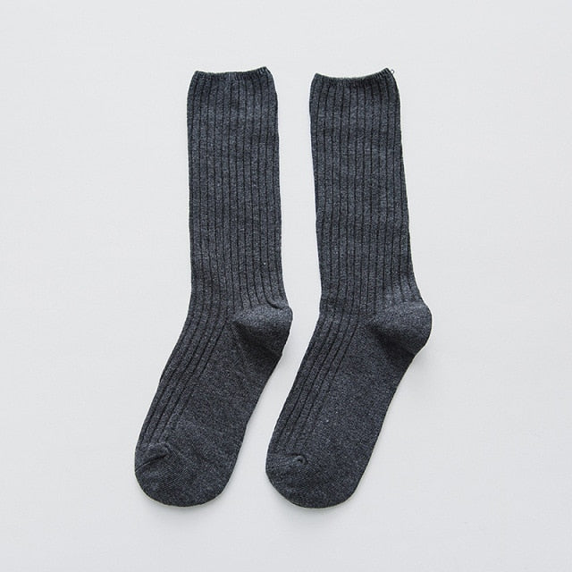 CHAOZHU Classic New Loose Socks Women 200 Needles Cotton Knitting Rib Solid Colors 14 Kinds of 4 Seasons Basic Daily Women Socks