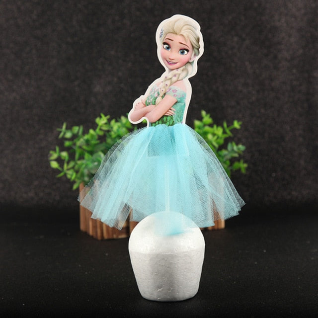 1pcs/Lot Frozen Elsa Anna Princess Cake Cupcake Toppers Cake Flag Girls Birthday Party Decoration Anniversaire Cake Supplies