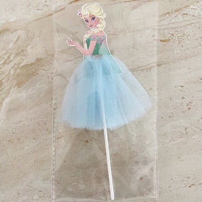 1pcs/Lot Frozen Elsa Anna Princess Cake Cupcake Toppers Cake Flag Girls Birthday Party Decoration Anniversaire Cake Supplies