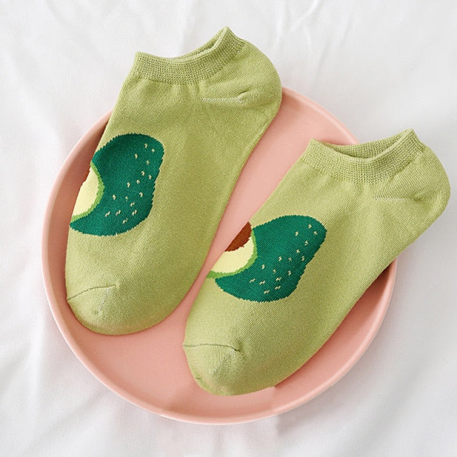 Cute Short Socks Cartoon Fruit Woman Invisible Ankle Socks Funny Female Designer Cotton Girls Banana Lemon Strawberry Kawaii