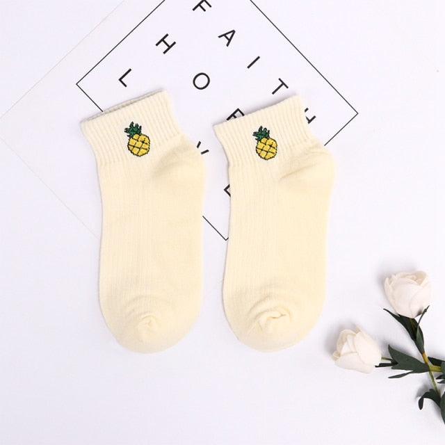 Cute Short Socks Cartoon Fruit Woman Invisible Ankle Socks Funny Female Designer Cotton Girls Banana Lemon Strawberry Kawaii