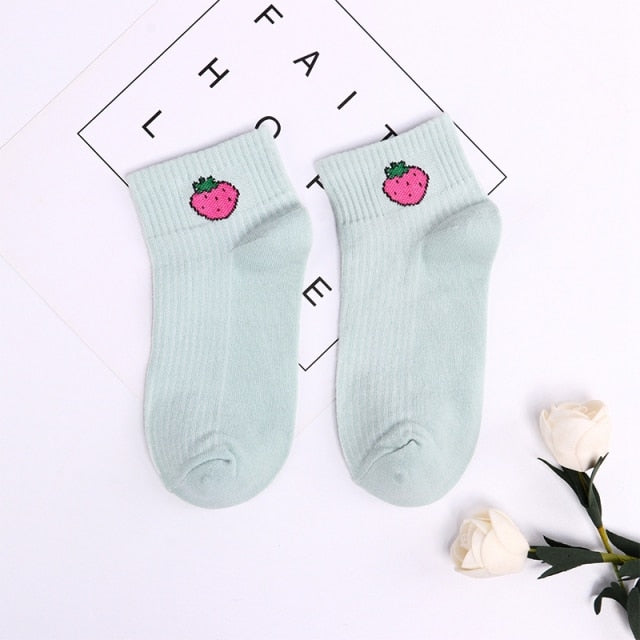 Cute Short Socks Cartoon Fruit Woman Invisible Ankle Socks Funny Female Designer Cotton Girls Banana Lemon Strawberry Kawaii
