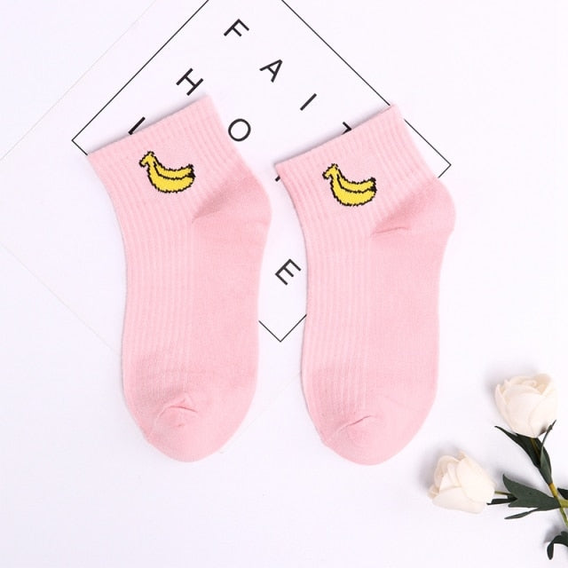 Cute Short Socks Cartoon Fruit Woman Invisible Ankle Socks Funny Female Designer Cotton Girls Banana Lemon Strawberry Kawaii