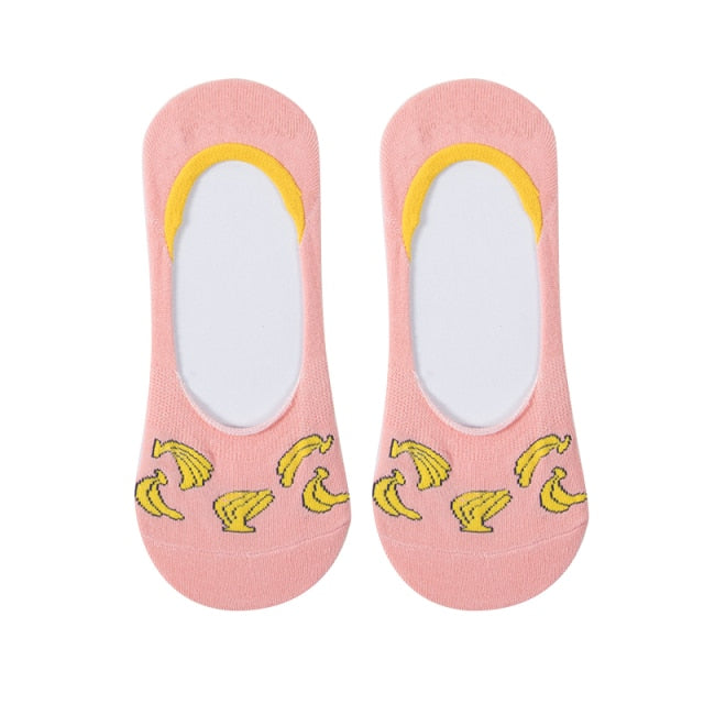 Cute Short Socks Cartoon Fruit Woman Invisible Ankle Socks Funny Female Designer Cotton Girls Banana Lemon Strawberry Kawaii
