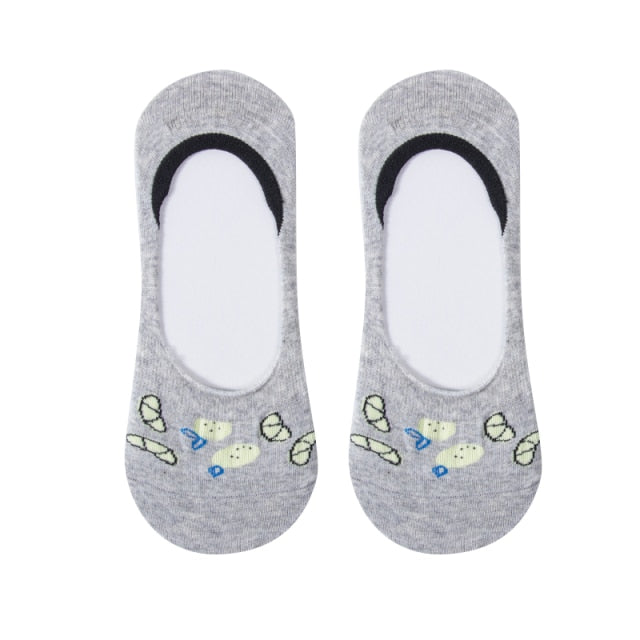 Cute Short Socks Cartoon Fruit Woman Invisible Ankle Socks Funny Female Designer Cotton Girls Banana Lemon Strawberry Kawaii