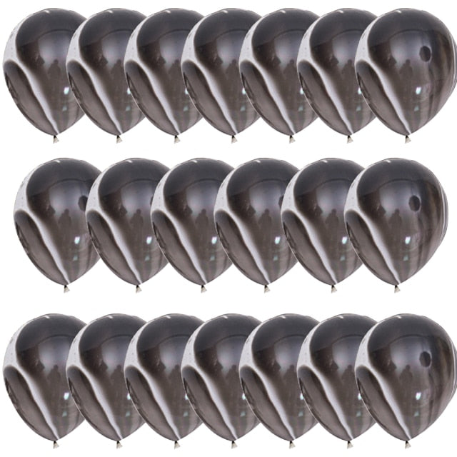 40 Pcs Blue Set Agate Marble Balloons Silver Confetti Balloon Wedding Valentine's Day Baby Shower Birthday Party Decorations