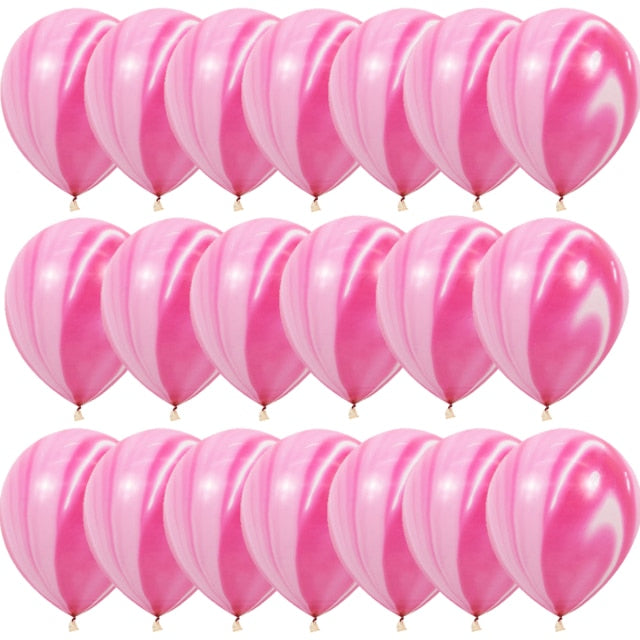 40 Pcs Blue Set Agate Marble Balloons Silver Confetti Balloon Wedding Valentine's Day Baby Shower Birthday Party Decorations