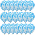 40 Pcs Blue Set Agate Marble Balloons Silver Confetti Balloon Wedding Valentine's Day Baby Shower Birthday Party Decorations