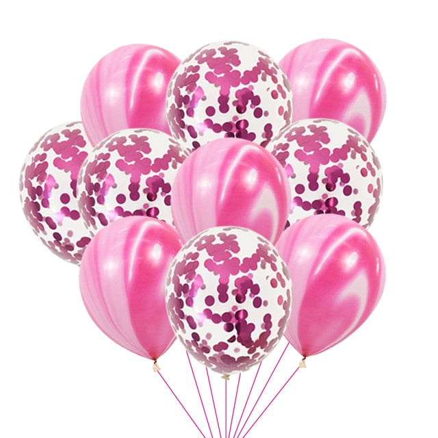 40 Pcs Blue Set Agate Marble Balloons Silver Confetti Balloon Wedding Valentine's Day Baby Shower Birthday Party Decorations