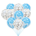 40 Pcs Blue Set Agate Marble Balloons Silver Confetti Balloon Wedding Valentine's Day Baby Shower Birthday Party Decorations