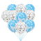 40 Pcs Blue Set Agate Marble Balloons Silver Confetti Balloon Wedding Valentine's Day Baby Shower Birthday Party Decorations