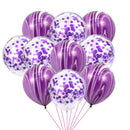 40 Pcs Blue Set Agate Marble Balloons Silver Confetti Balloon Wedding Valentine's Day Baby Shower Birthday Party Decorations