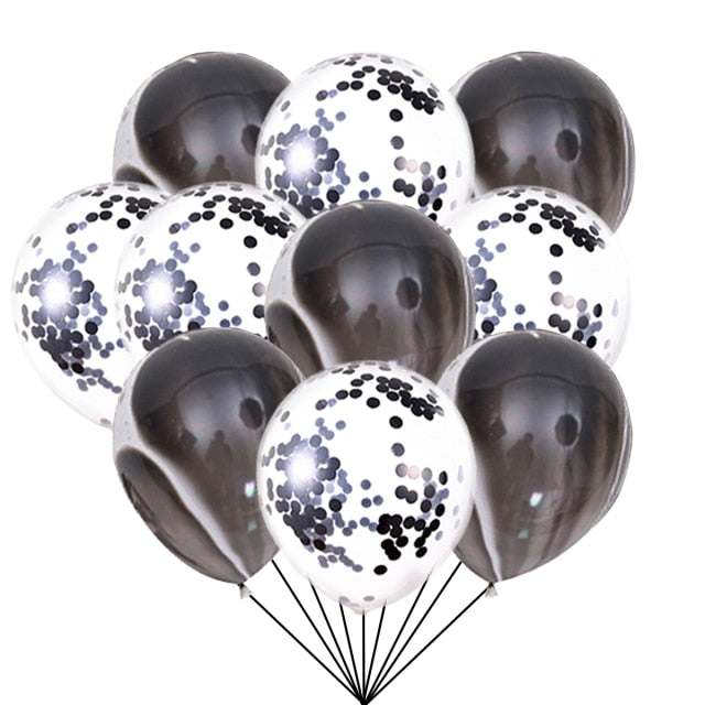 40 Pcs Blue Set Agate Marble Balloons Silver Confetti Balloon Wedding Valentine's Day Baby Shower Birthday Party Decorations