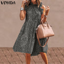 Summer Mini Dress Women Elegant Ruffled Party Dress 2021 VONDA Summer Beach Holiday Sundress Bohemian Vestido  Robe