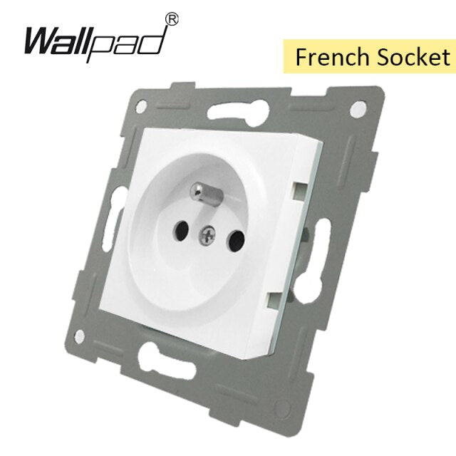 EU Glass and Function Key free Combination DIY White Button Reset Curtain USB EU French Switch Socket Round Back Wallpad L6