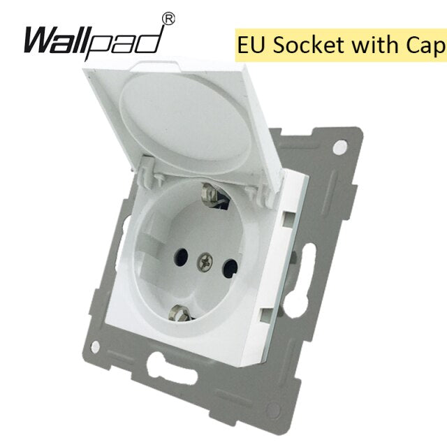 EU Glass and Function Key free Combination DIY White Button Reset Curtain USB EU French Switch Socket Round Back Wallpad L6