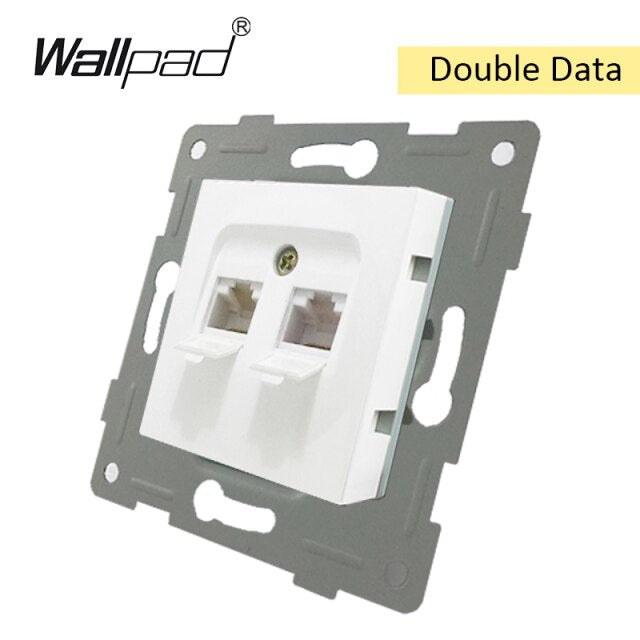 EU Glass and Function Key free Combination DIY White Button Reset Curtain USB EU French Switch Socket Round Back Wallpad L6