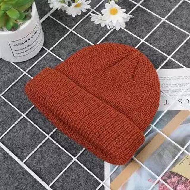 Knitted Hats for Women Skullcap Men Beanie Hat Winter Retro Brimless Baggy Melon Cap Cuff Docker Fisherman Beanies Hats For Men