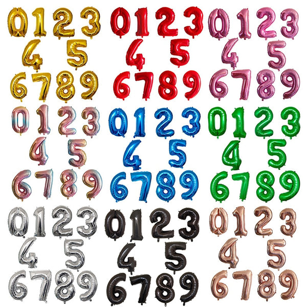32 40 inch number balloons Big Rose Gold Silver Black Figure Foil Balloon Wedding Birthday Party Decoration Balloons