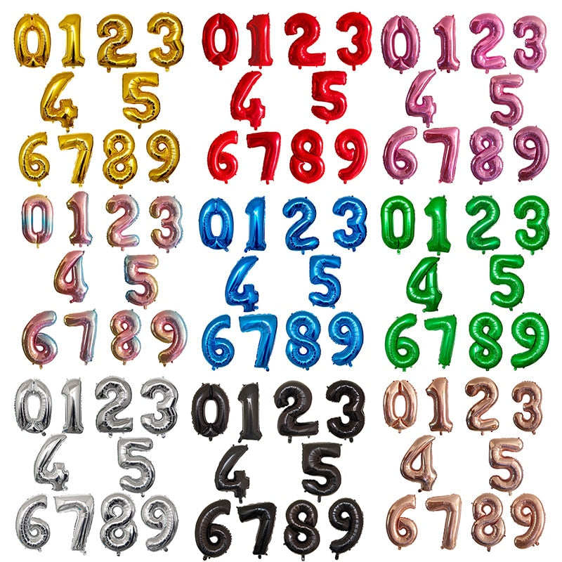 32 40 inch number balloons Big Rose Gold Silver Black Figure Foil Balloon Wedding Birthday Party Decoration Balloons