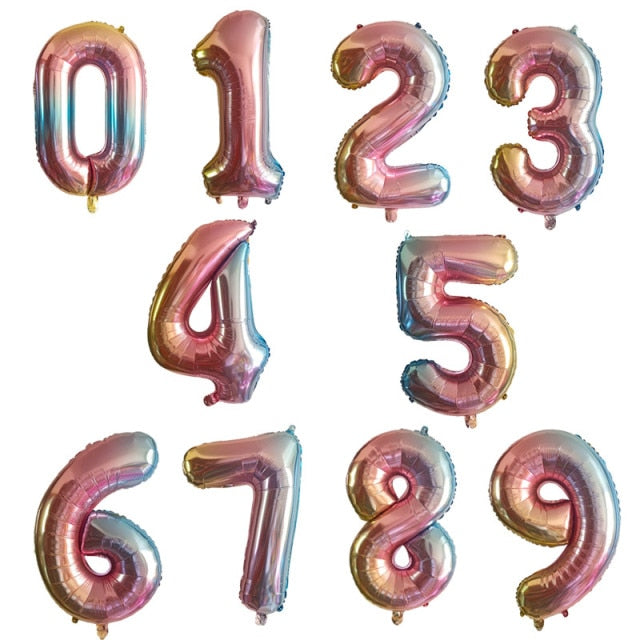 32 40 inch number balloons Big Rose Gold Silver Black Figure Foil Balloon Wedding Birthday Party Decoration Balloons