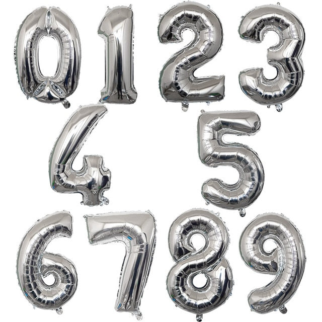 32 40 inch number balloons Big Rose Gold Silver Black Figure Foil Balloon Wedding Birthday Party Decoration Balloons