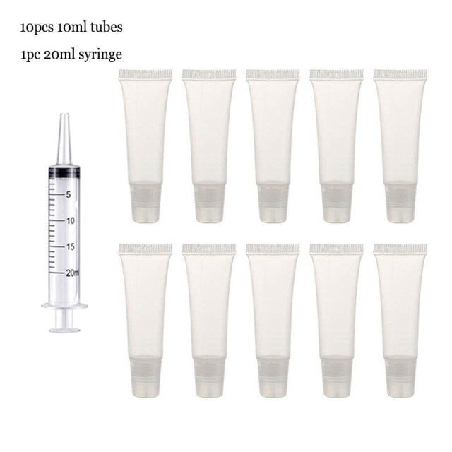 Empty Lip Gloss Tubes with Syringe Clear Soft Lip Gloss Container Refillable Lipgloss Tubes for DIY Cosmetic Makeup