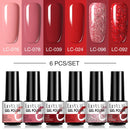 LILYCUTE 2/4/6 Pcs Gel Nail Polish Set 136Color Glitter Semi Permanent Hybrid Gel Varnish Base Top Coat Soak Off UV LED Nail Art