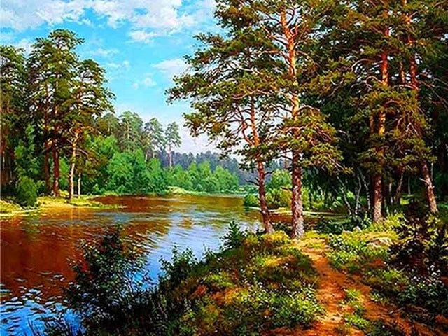 5D Diy Diamond Painting Landscape Cross Stitch Kit Full Drill Embroidery Scenery Winter Mosaic Art Picture of Rhinestones Decor