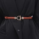 Adjustable PU Leather Ladies Dress Belts Skinny Thin Women Waist Belts Strap Gold Color Buckle Female Belts pasek damski