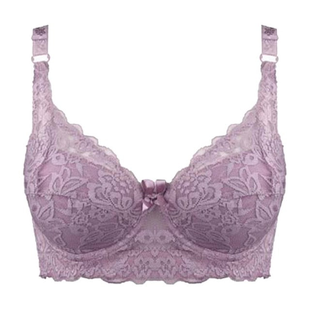 C D Cup Big Size Women Bra push up bra Lace Hollow Out Soutien Gorge Underwear Sexy Ultrathin Transparent Brassiere Bra 100D