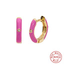 ROXI Colorful Enamel Stud Earrings for Women Neon Round Circle Jewelry Earrings 925 Sterling Silver Huggie Earrings Piercing