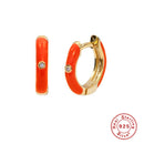 ROXI Colorful Enamel Stud Earrings for Women Neon Round Circle Jewelry Earrings 925 Sterling Silver Huggie Earrings Piercing