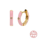 ROXI Colorful Enamel Stud Earrings for Women Neon Round Circle Jewelry Earrings 925 Sterling Silver Huggie Earrings Piercing