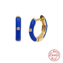 ROXI Colorful Enamel Stud Earrings for Women Neon Round Circle Jewelry Earrings 925 Sterling Silver Huggie Earrings Piercing