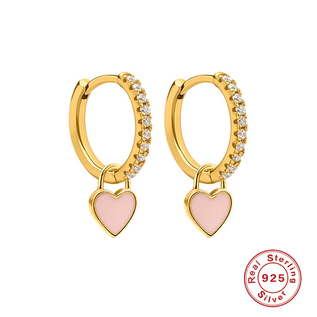 ROXI Colorful Enamel Stud Earrings for Women Neon Round Circle Jewelry Earrings 925 Sterling Silver Huggie Earrings Piercing