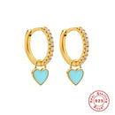 ROXI Colorful Enamel Stud Earrings for Women Neon Round Circle Jewelry Earrings 925 Sterling Silver Huggie Earrings Piercing