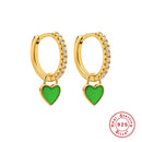 ROXI Colorful Enamel Stud Earrings for Women Neon Round Circle Jewelry Earrings 925 Sterling Silver Huggie Earrings Piercing