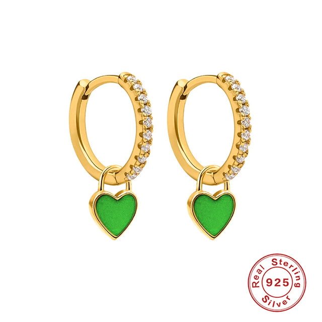 ROXI Colorful Enamel Stud Earrings for Women Neon Round Circle Jewelry Earrings 925 Sterling Silver Huggie Earrings Piercing