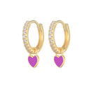 ROXI Colorful Enamel Stud Earrings for Women Neon Round Circle Jewelry Earrings 925 Sterling Silver Huggie Earrings Piercing