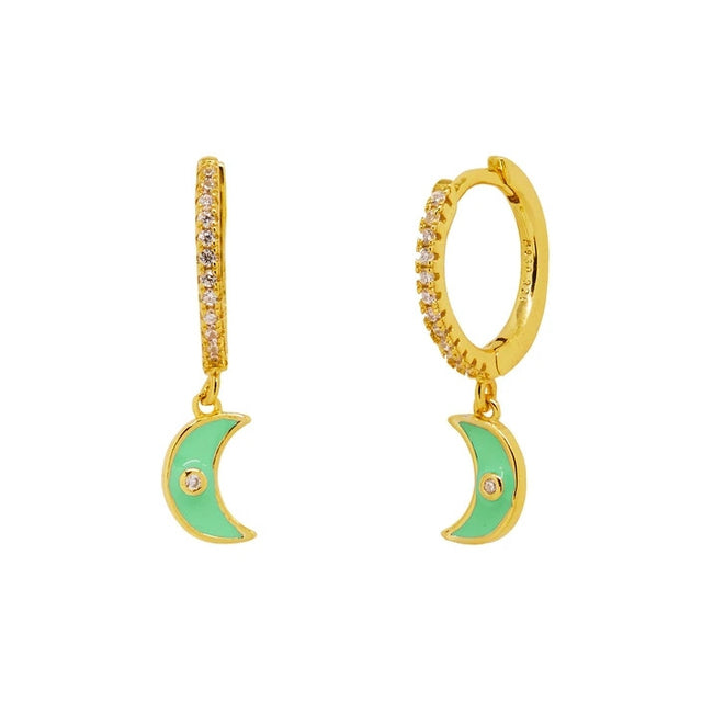 ROXI Colorful Enamel Stud Earrings for Women Neon Round Circle Jewelry Earrings 925 Sterling Silver Huggie Earrings Piercing